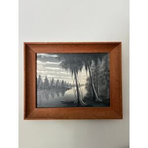 Original T S Driskell Bayou Painting Large Framed Louisiana Swamp Art Cypress
